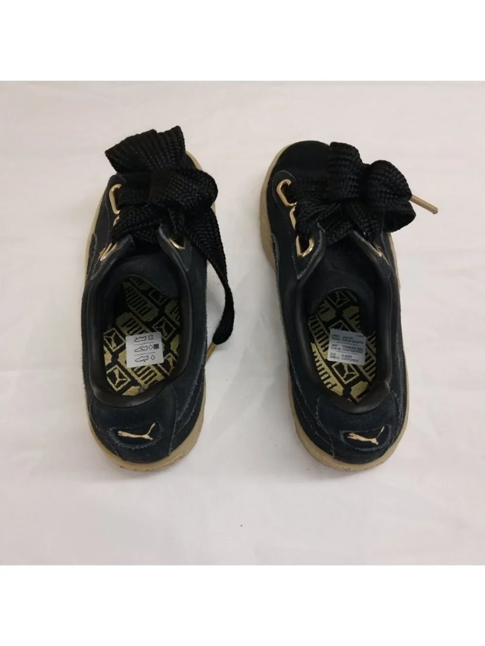 Puma Suede Womens Shoes Size 6 Black Gold Casual Sneakers
